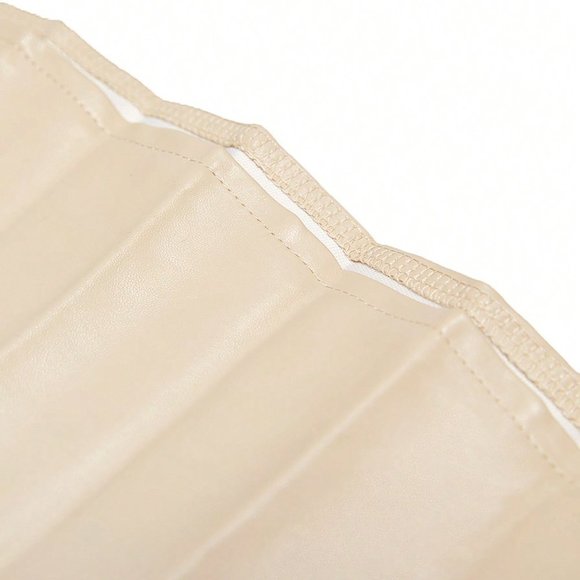 Beige Casual Womens Patent Pleated Skirt - Picture 7 of 7